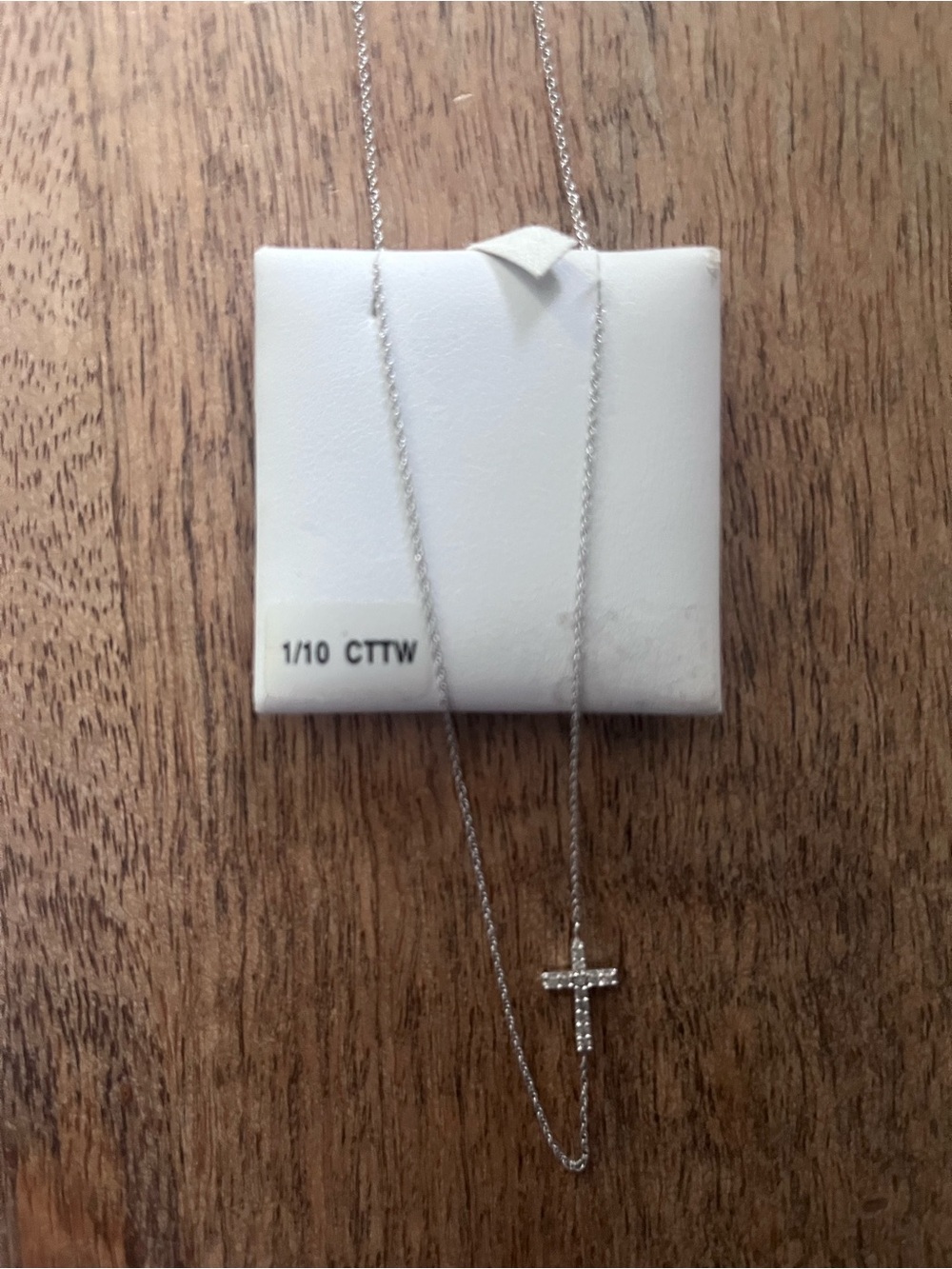 Delicate Real Diamonds and Sterling Silver Cross Pendant Necklace NWT